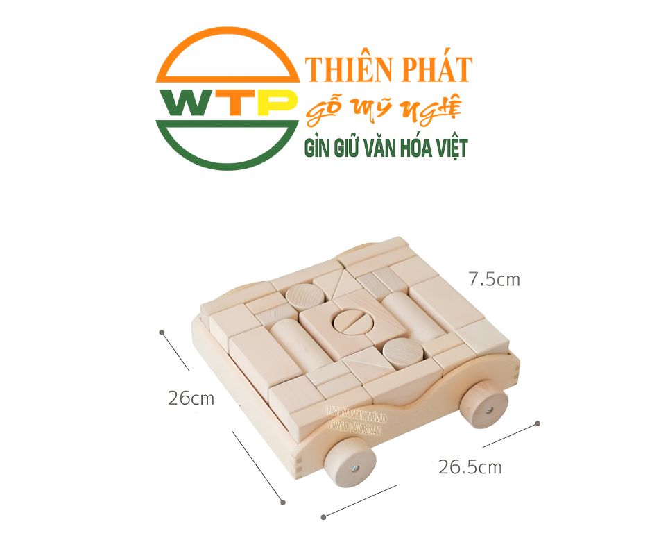 Bộ Đồ Chơi Khối Gỗ Kéo Xe Nhiều Chi Tiết